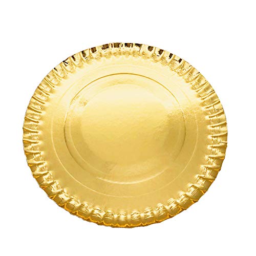 Set of 12 Pcs Cupcake Stands Gold Paper Cardboard Disposable Cake Candy Fruits Dessert Plate Rectangular Round Serving Tray for Wedding Home Birthday Party