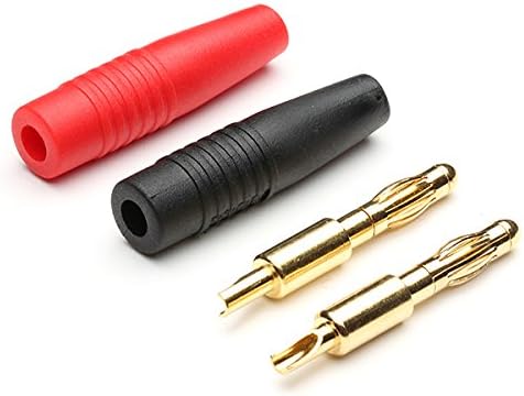 RC Helicopter Parts Amass 4mm Banana Bullet Connector Plug with Black Red Rubber Sheath