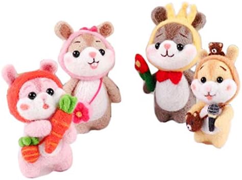 Baoblaze 4セット 羊毛フェルト ウールフェルト 予約販売 可愛いハムスター 手芸セット 可愛い Diy素材 ふわふわ 手作り