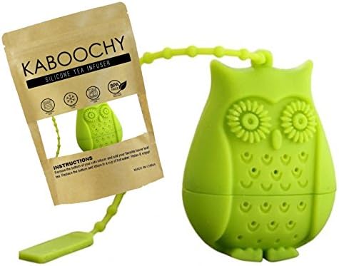 KABOOCHY Hoot-Tea Owl Silicone Tea Infuser, Cute Loose Leaf Tea Strainer in Lime Green