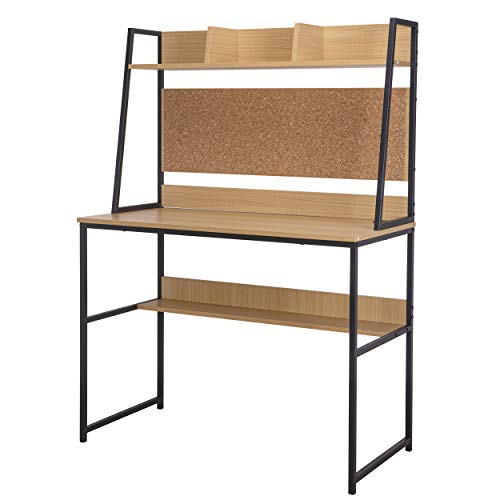 SpirichHome Office Desk with Storage Shelf,Study Desk with Hutch for Small Spaces,Office Desk