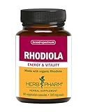Herb Pharm Certified Organic Rhodiola Extract for Energy and Stamina - 60 Vegetarian Capsules