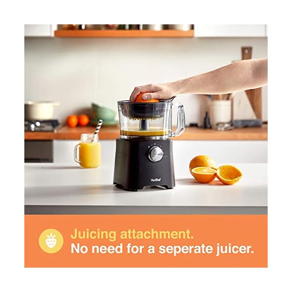 VonShef-Food-Processor--750W-Multifunctional-8in1-Chopper-Knead-Dough-Blender-Citrus-Juicer-Shredder-Slicer-Emulsifier-Grater--Features-2-Speeds-Pulse-Controls-2L-Mixing-Bowl-18L-Jug VonShef Food Processor – 750W Multifunctional 8in1 Chopper, Knead Dough, Blender, Citrus Juicer, Shredder, Slicer…