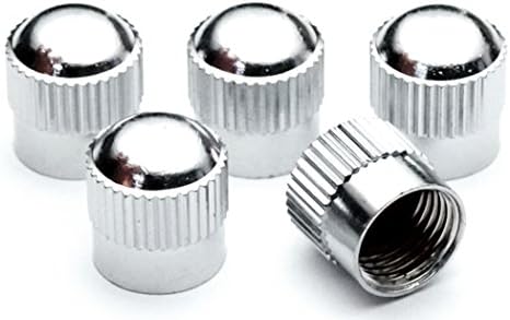PRESKIN โ Set (5 pcs) GROOVE Premium Tyre Rim Car and Motorbike Valve Caps (brass + chromium) Dust Caps for bike + automotive