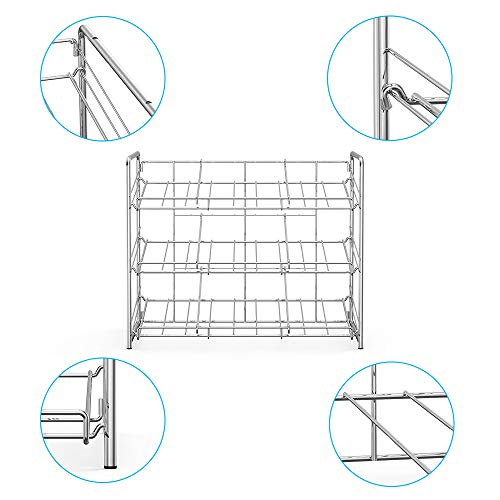 Can Organizer Stackable Can Storage Dispenser Rack 3 Tier Holds up 36 Cans Rotates First in First Out for Kitchen Cabinet or Pantry, Chrome Finish