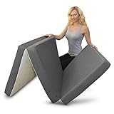 Trifold Foam Folding Mattress - Lightweight and Portable Multi-Purpose Yoga and Exercise Mat - Compact and Easy Storage - Zip Off Cover - By Cozzzi