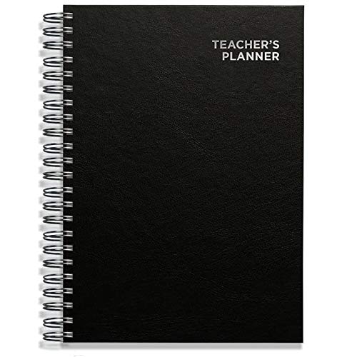 Teacher Planner 2026-2027 A4 size by Pirongs | 6 Lesson Planner for Teachers | Page a day | Undated, Hardback, Wiro-bound Teachers Planner - Black