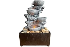 HIPPIE HYPE 4 Tier LED Tabletop Fountain, Indoor Waterfall, Lights Up, Battery Operated