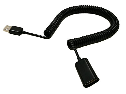 CGTime 10FT/3M Spiral Coiled USB 2.0 Male to Female Data Sync & Charge Cable (Black)