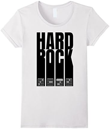 Womens Hard Rock Chords CAFE Electric Rock Blues Guitar T-Shirt Small White