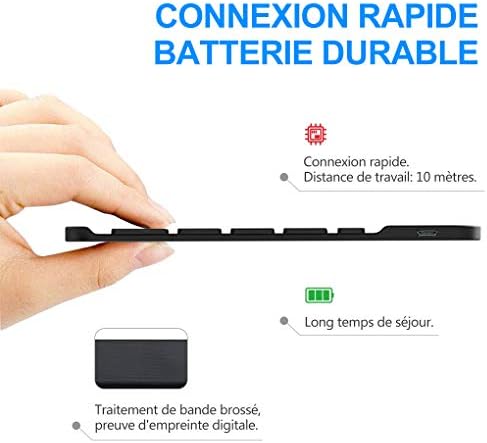 HOTLIFE Clavier Français Bluetooth sans Fil, Clavier Rétroéclairé [AZERTY français] Wireless Bluetooth Ultra Fin avec Batterie Rechargeable, Systèmes iOS, Longue Durée de Veille Léger et Portable