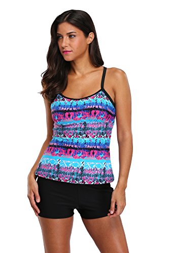 ATTRACO Women's Two Piece Swimwear Ruffle Tankini Swimsuit Bathing Suit