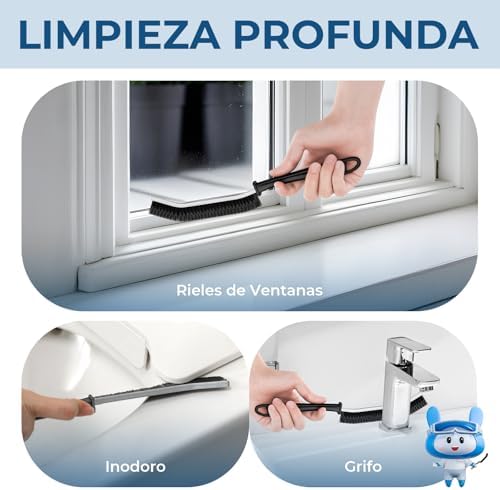Cepillo de Cerdas Duras para Baño y Azulejos (3, Negro)