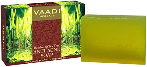 Tea Tree Soap (Tea Tree Oil Bath Bar Soap) with Clove Oil - Handmade Herbal Soap (Aromatherapy) with Pure Essential Oils - all Natural - Anti Acne Therapy - each 2.65 Ounces - Pack of 6 (16 Ounces) - Vaadi Herbals by Vaadi Herbals