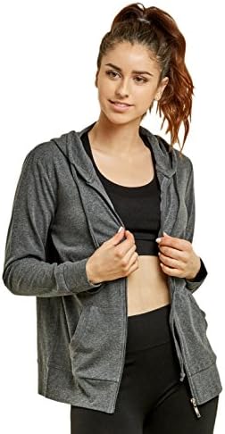 Sofra Women's Thin Cotton Zip Up Hoodie - Lightweight Jacket With Pockets