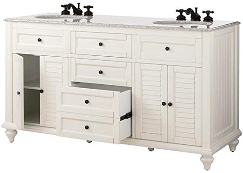 Home Decorators Collection Hamilton Shutter Double Bath Vanity, 35" Hx61 Wx22 D, Ivory
