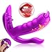 Wearable G Spot Vibrator, Wireless Silicone Clitoris Vibrating Dildo with Tongue Vibrator Clit Stimulation, Rechargeable Female Masturbation Vagina Massager Adult Toys for Women & Couple