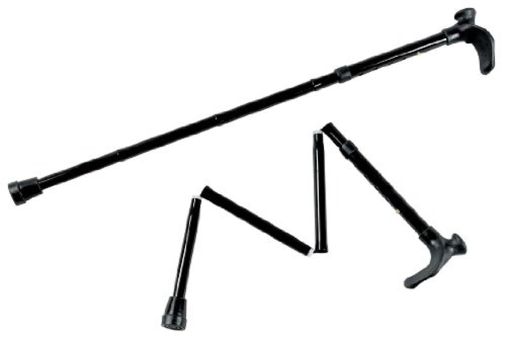 Days Contoured Grip Sticks, Walking Stick with Comfortable Grip for Enhanced Support, Features Central Handle Positioning to Reduce Wrist Strain, Folding, 775-875MM, Right, Black