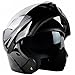 ILM Motorcycle Helmets Modular Dual Visor Flip-up Full Face Street Bike Racing Helmet DOT 5 Colors Model 808 (XL, Gloss Black)