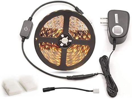 Led Light Strip Bed Light Touch Switch 3000K Warm White Strip Lights for Cabinets Desk Mirror Backlight,16.4ft DC 12V Dimmable 360leds Strip,LED Ribbon,LED Lighting,Tender Light