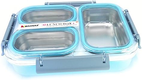 Ohanna Jewels Stainless Steel Lunch Box with Removable Compartments 1.2 Litres, Blue