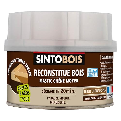SINTO Reconstrueert Hout Hoeken & Gros All Medium Oak - 500 ml - Ideaal voor het reconstrueren, repareren en vullen van ontbrekende delen op hout - Droogt in 20 minuten