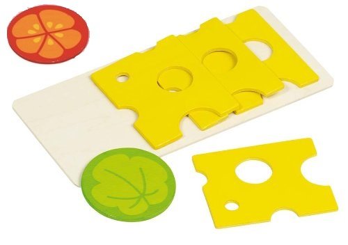 Goki 51811 - Kaufläden und Zubehör - Käseaufschnitt 4 Scheiben, 1 Salatblatt, 1 Tomate