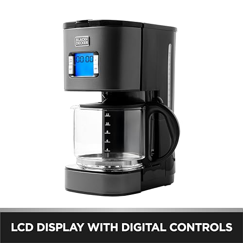 BLACK+DECKER Premium 12 Cup Stainless Steel Coffee Maker – Programmable Timer, 12 Cup Markings, LCD Display with Digital Controls, 1.5L Glass Carafe, Drip-Stop, Dishwasher Safe | SSCM125-B5
