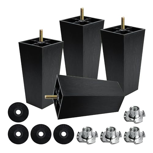 Masendelk 1 Inch Black Plastic Furniture Legs - Pack Of 4, Round Tapered Screw-in Legs For Sofa, Couch, Table - View #7