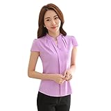 EFINNY Women Office T-Shirt Uniform OL V Neck Henley Blouse Workwear Tops
