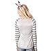 GBSELL Women Casual Deer Letter Cotton Long Sleeve Shirt Tops (L, Gray Stripe)