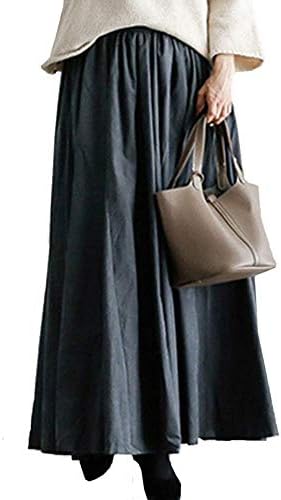 [セカンドルーツ] ふんわり ロングスカート ギャザー マキシ フレア ボリューム スカート 体型カバー レディース M～XL