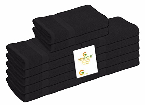 Cotton Bleach Proof Salon Hand Towels (24-Pack,Black,16x27 inches) Bleach Resistant Hand Towel (24, Black)