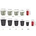 T4U 4.25 Inch Plastic Planter Pots with Saucer Grey Set of 10, Seeding Nursery Planter Pot with Drainage and Tray for Flowers Herbs African Violets Succulents Orchid Cactus Indoor Outdoor