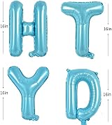 TONIFUL 16 Inch Happy Birthday Foil Letter Balloons Banner Light Blue view 2