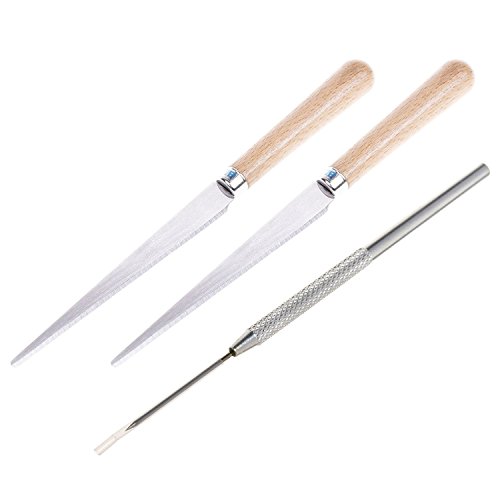 D-worthy 2pcs Wooden Handle Craft Art Tools Fettling Knife with 1pcs Clay Needle Detail Tools for Pottery/Sculpting/Ceramic/Polymer Clay Carving Modeling