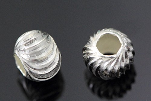 10pcs x 6mm Sterling Silver Infinite Wave Pattern Large Hole Round Spacer beads (~2.6mm Hole) #SS63