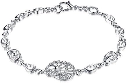 Women Fashion Charms Jewelry Platinum Plating Popular Geometry Rhine Stone Rolo Chain Bracelets