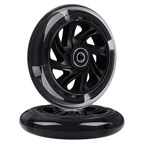 Niukuyu 1Pair 120mm Children Scooter LED Lights Flashing Wheels with Bearings Front/Rear LED Flashing Scooter Wheels,Black