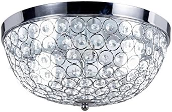 Paris Lighting Flush Mount Crystal Chandeliers Ceiling Light Fixture, PL-KMQ/X-W13-2L-S (Silver)