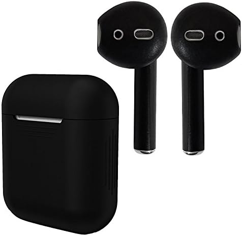 AirPod Skins, Silicone Charging Case, Eartips Bundle Compatible with AirPods(Matte Black Full)
