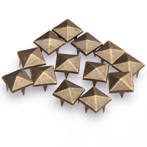 ILOVEDIY 200pcs 12mm Antique Bronze Pyramid Punk Style Studs Rivets for Clothing