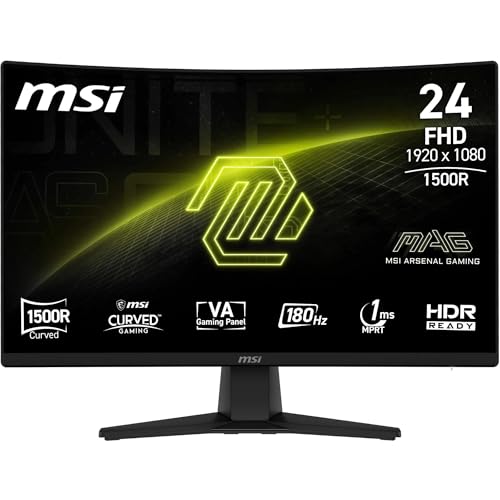 MAG 242CA Monitor Gaming 24" FHD 1500R 1920x1080 VA, 180 Hz, 1 ms, HDR Ready, Eye Care, HDMI 2.0b, DP 1.2a, senza cornice, regolabile in inclinazione, compatibile VESA, colore nero