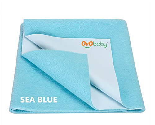 OYO BABY - 100% Waterproof Mattress Protector / Hypoallergenic / Anti-slip / Crib Sheets / Pads / Absorbent Sheet / Diaper changing pad cover / mat (Large - ( 140cm X 100cm), Sea Blue) - Thumbnail 3