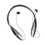 Bluetooth Headphones, DolTech Stereo Wireless Headset Neckband Retractable Sport Earbuds with Mic Noise-Cancelling, Sweatproof Bluetooth 4.1 for iPhone IOS Android (Black)