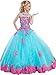 Y&C Girls' Ball Gown Appliques Beads O-Neck Pageant Dresses 6 US Blue Pink