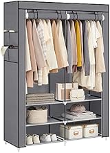 SONGMICS Portable Clothes Wardrobe 2 Hanging Rails Grey 45x127x176cm view 10