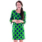 Mud Pie Womens Anderson Dress Diamond Pane Print, Green Navy