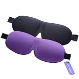 Sleep Mask 2 Pack 3D Eye Covers for Sleeping, Deep Molded Contoured Eyeshade, Light Blocking, Super Smooth & Soft, Blindfold with Adjustable Strap for Insomnia Aid, Travel & Meditation(Black & Purple)