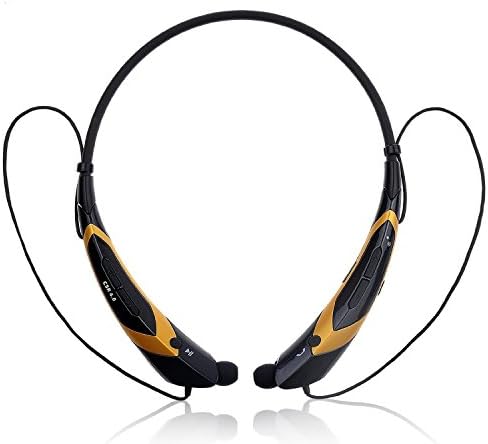 Bluetooth Headset,yikuer S760 Wireless Bluetooth 4.0 Music Stereo Universal Headset Headphone Vibration Neckband Style for Cellphone for Iphone Ipad Samsung Lg (Black+yellow)